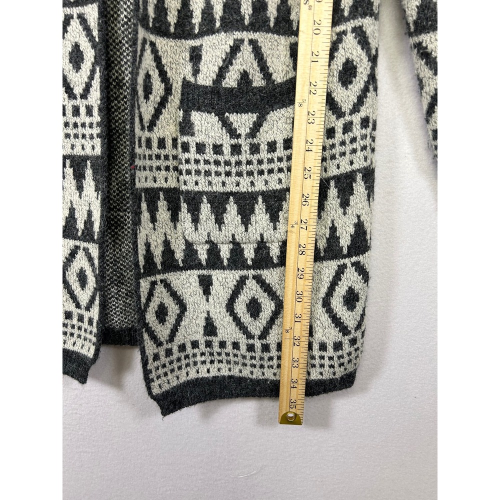 Boho Tribal Monteau Los Angeles Womens M Black White Geometric Hooded Cardigan - Picture 6 of 10